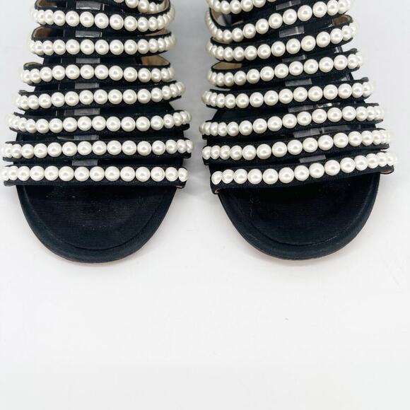 Chanel Pre-Fall 2016 Black Calfskin Pearl Detail Gladiator Sandal size 37 EU - Picture 10 of 16